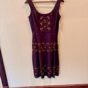 NWT Antonio Melani Havana Nights Dress in Espresso, size 4, Embroidered Beaded